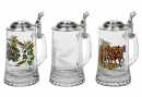 Bierkrug aus Glas mit Zinndeckel Bierseidel 0,5 ltr. mit...