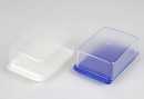 Butterdose Kunststoff transparent blau weiß...