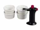 Creme Brulee Set schwarz mit Brenner und 4 Schalen 5 tlg.