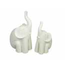 Keramik Elefant wei&szlig;/sand 26cm