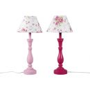 Lampe wei&szlig;/pink Holz 11x11x40