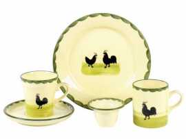 Eierbecher 5 cm Hahn und Henne Keramik