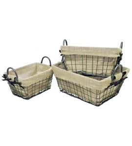 3SZ Met.Korb m.Jute eckig