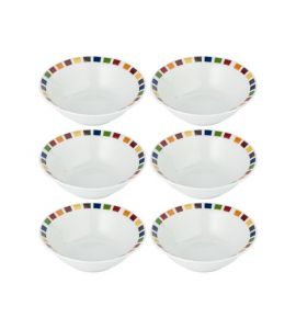 6er-Set Karo Flirt Müslischüsseln Porzellan 14 cm
