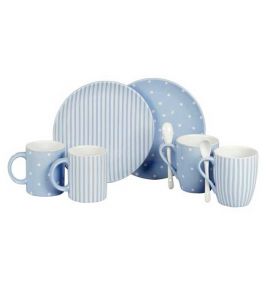 Becher blau,weiß sort.