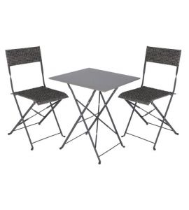 Bistro-Set 3tlg. grau gebürst.