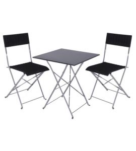 Bistro-Set 3tlg. schw./silber