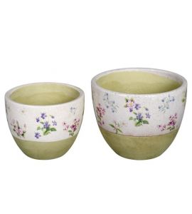 Blumentopf rund mit Blumendekor 24,5 cm