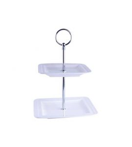 Etagere Porzellan weiß 2 stufig 23 cm