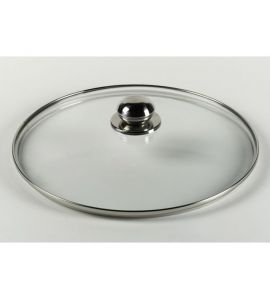 Glasdeckel mit Edelstahlknopf 16 cm