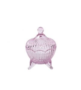 Glasdose a.Fuß rosa 7,5x9,5cm