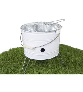 Grillfaß Zink m.Fuss weiss