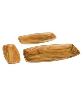 Holzschale Akazie eckig 3er-Set