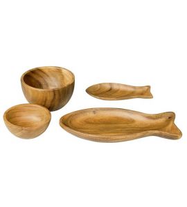Holzschalen Akazie Fisch 2er-Set