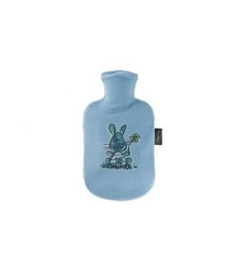 Kinderwärmflasche mit Flauschbezug blau