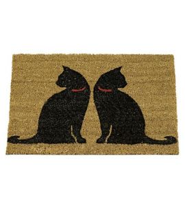 Kokos-Fußmatte Katze nat/schw
