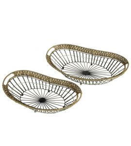 Korb schwarz Eisen oval 2er-Set