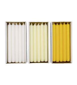 Kronenkerzen 10er-Set 25x2,2 cm weiß