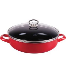 Krüger Color Red Stieltopf Emaille 16 cm