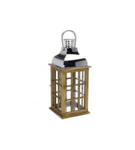 LATERNE 47CM BRAUN UND SILBER