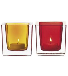 Leonardo Tischlicht Cube orange 8 cm