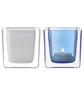 Leonardo Tischlicht Cube blau 8 cm