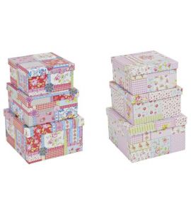Papp.Dosen-Set 3tlg eck Blumen