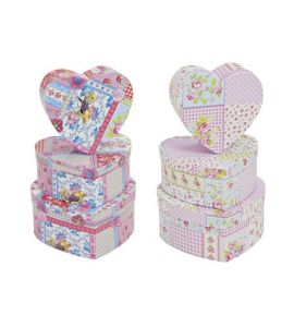 Papp.Herzdosen-Set 3tlg Blumen