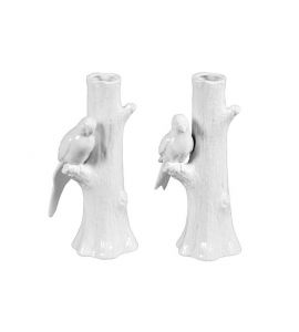 Porz.Vase m.Vogel ws so 8x8x20