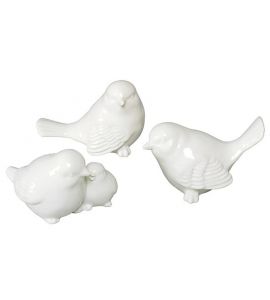 Porz.Vogel weiss sort.14x8x9cm