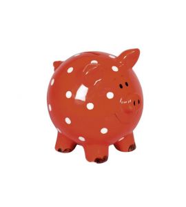 Sparschwein Punkte rot 16cm