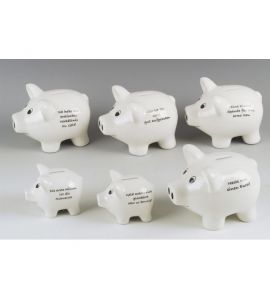 Sparschwein Sprüche 17cm sort.