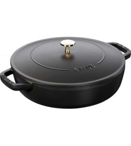 Staub Guss Bräter, rund Schwarz 28 cm