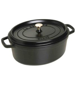 Staub Guss Cocotte, oval Schwarz 31 cm