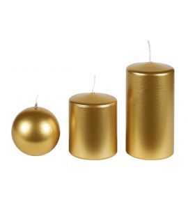 Stumpenkerze Kerze gold 10x8 cm