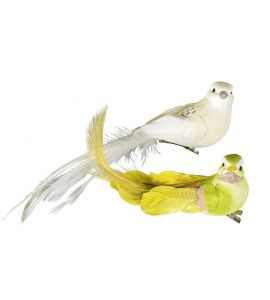 Styropor Vogel m.Clip grün14cm