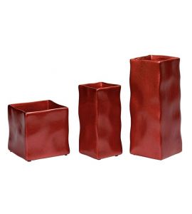 Vase 11X11x28cm dkrot metallic