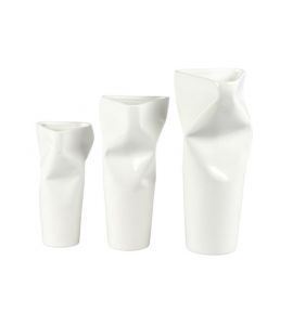 Vase weiß gefaltet 33x14cm