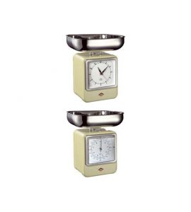 Wesco Küchenwaage mit Uhr Retro mandel
