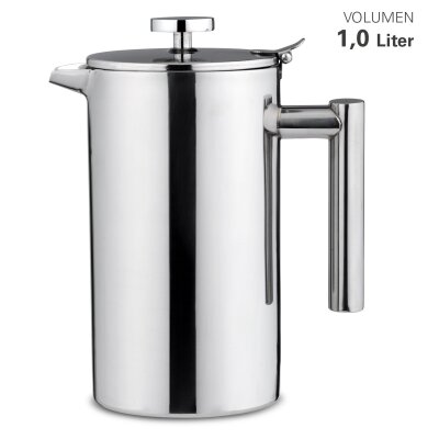 Weis doppelwandiger Krug mit Deckel 1 ltr. Edelstahl