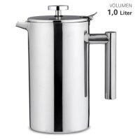 Weis doppelwandiger Krug mit Deckel 1 ltr. Edelstahl