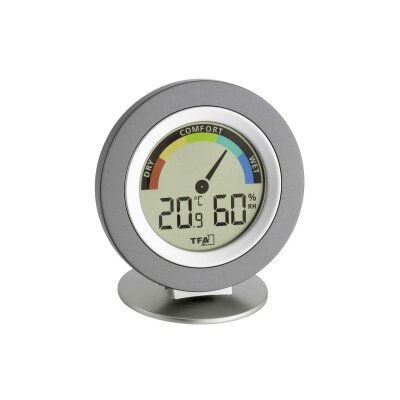 TFA Cosy Digitales Thermo-Hygrometer Ø10,4 cm anthrazit-silber