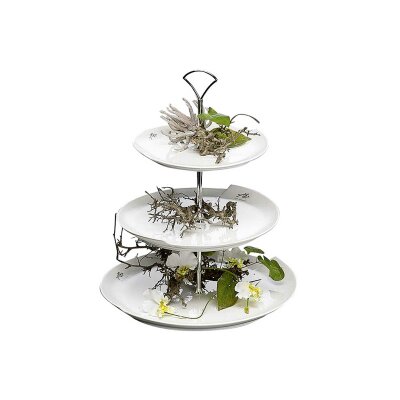 Sandra Rich Etagere Porzellan mit Henkel 3-stufig 39 cm weiß