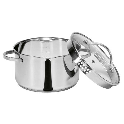Kochtopf Edelstahl mit Abschüttfunktion 24 cm