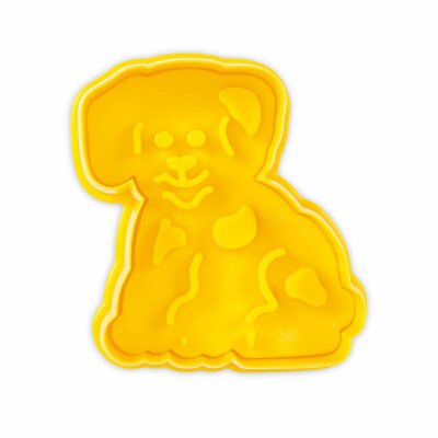 Städter Präge-Ausstecher mit Auswerfer Hund 6 cm gelb