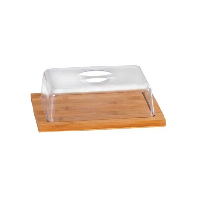 Kesper Bambus-Käseglocke mit Kunststoffhaube 25x20x8 cm