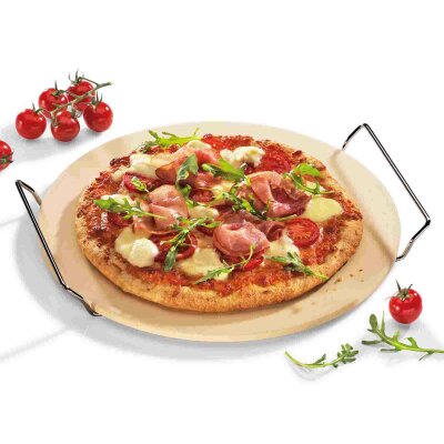 Küchenprofi Pizzastein rund mit Gestell rund 30 cm