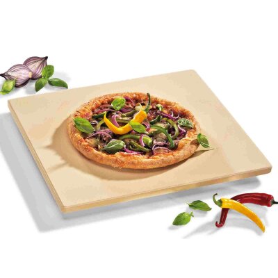 Küchenprofi Pizzastein eckig mit Fuß 40x35,5 cm