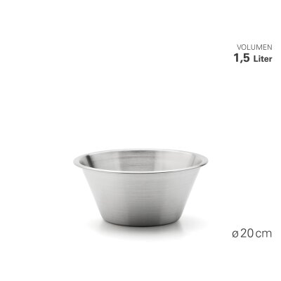 Weis Küchenschüssel Rührschüssel Gastro+ Ø20 cm 1,5 ltr. Edelstahl