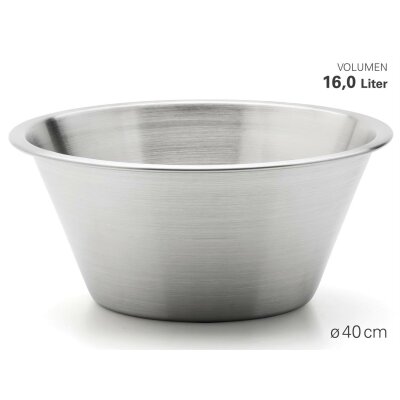 Weis Küchenschüssel Rührschüssel Gastro+ Ø40 cm 16 ltr. Edelstahl